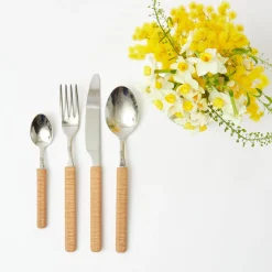 Light Brown Rattan Effect Cutlery (4Pcs)