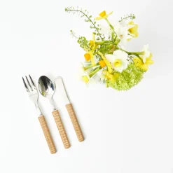 Light Brown Rattan Effect Childrens Cutlery (3 Piece)