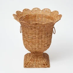 Liliana Scalloped Rattan Urn