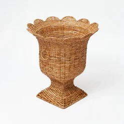 Liliana Scalloped Rattan Urn
