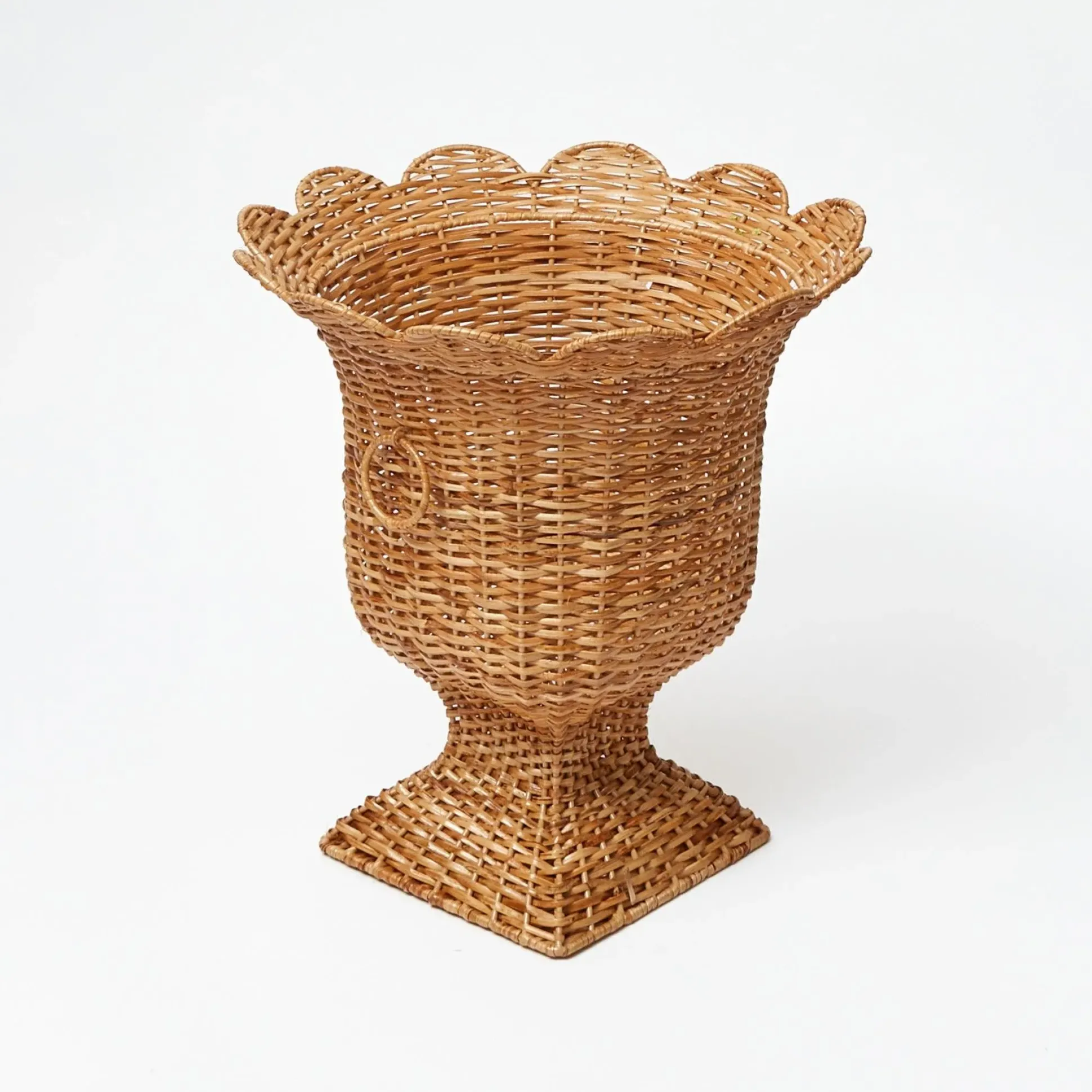 Liliana Scalloped Rattan Urn