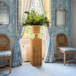 Liliana Scalloped Rattan Pedestal And Urn