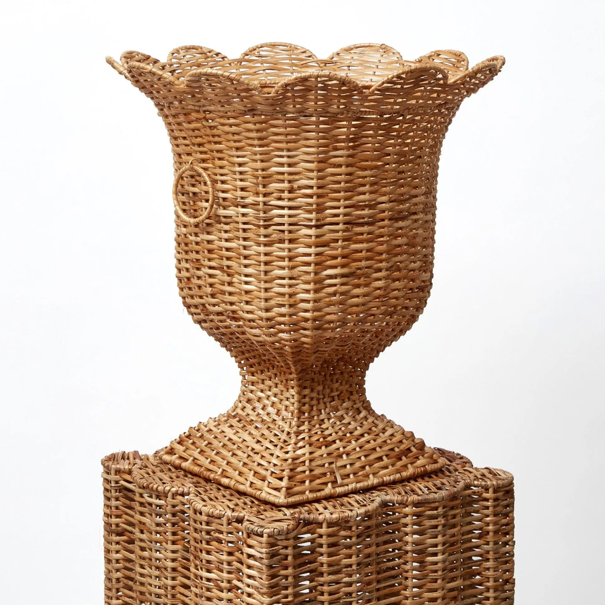 Liliana Scalloped Rattan Urn