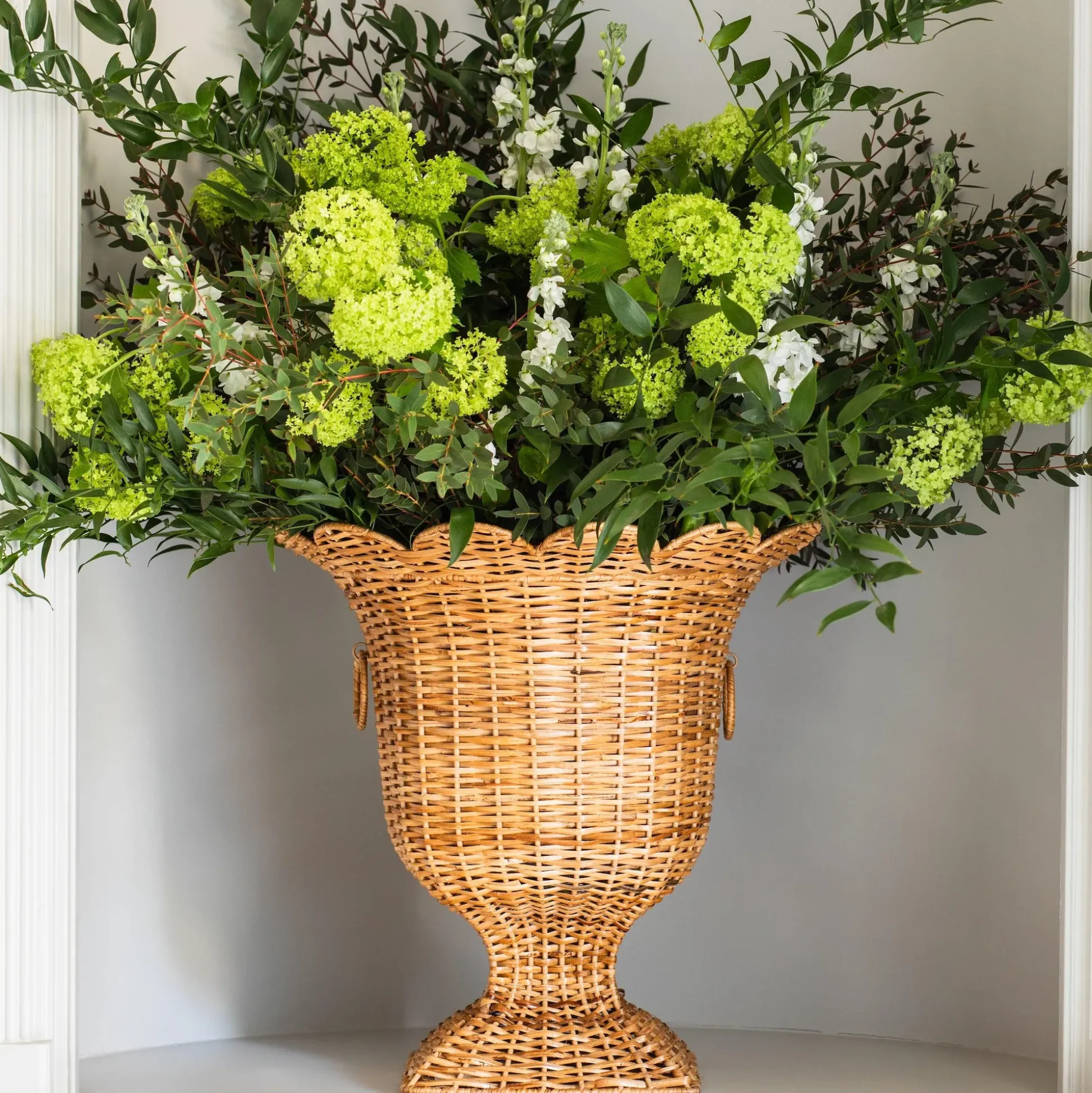 Liliana Scalloped Rattan Urn