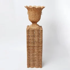 Liliana Scalloped Rattan Pedestal And Urn