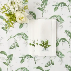 Lily Of The Valley White Linen Napkins (Set Of 4)