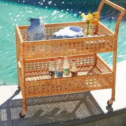 Lorenzo Rattan Bar Cart