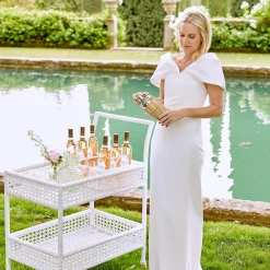 Lorenzo White Rattan Bar Cart