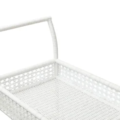 Lorenzo White Rattan Bar Cart