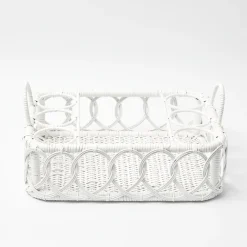 Lorenzo White Rattan Drinks Tray