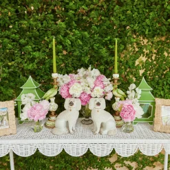 Madeleine White Rattan Scalloped Console Table