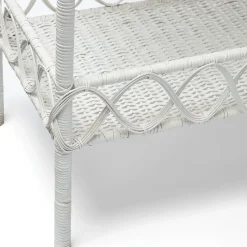 Madeleine White Rattan Scalloped Console Table
