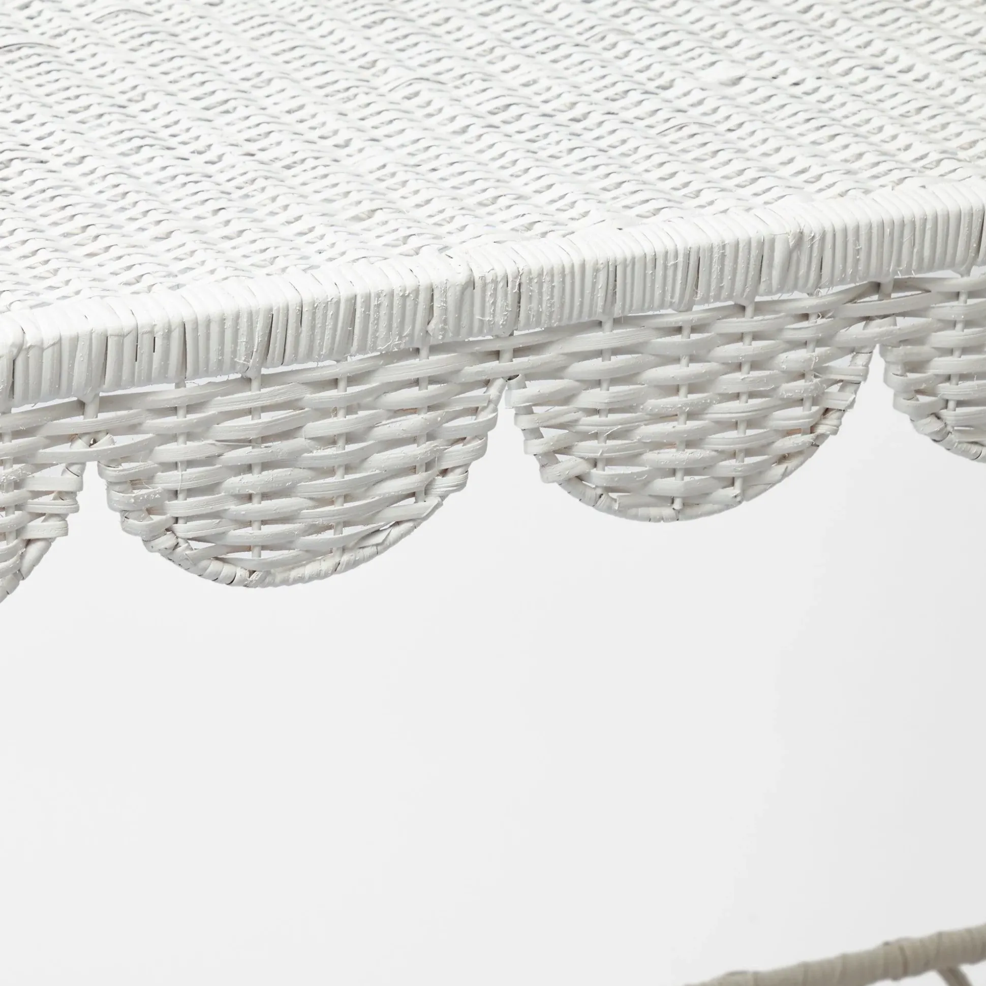 Madeleine White Rattan Scalloped Console Table