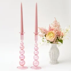 Marguerite Pink Candle Holders (Pair)