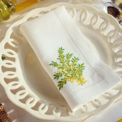 Mimosa White Linen Napkins (Set Of 4)