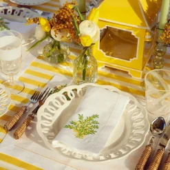 Mimosa White Linen Napkins (Set Of 4)