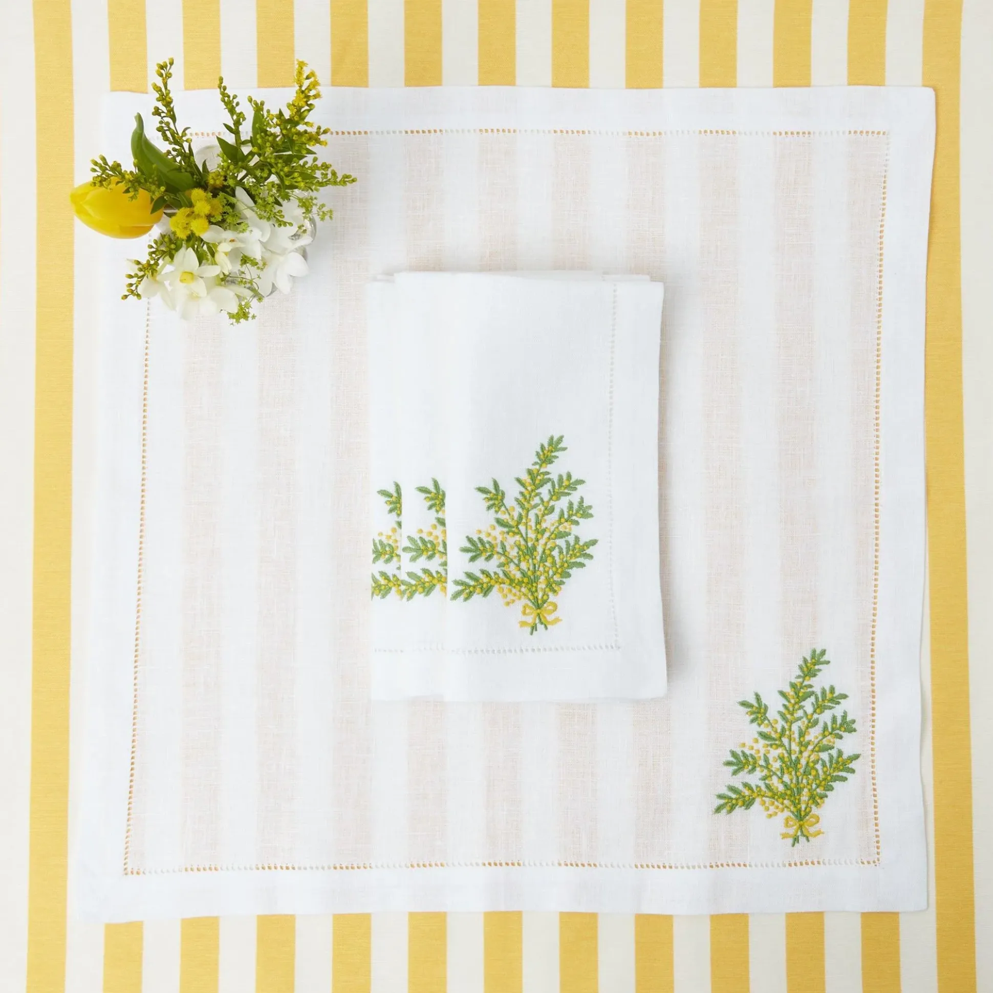 Mimosa White Linen Napkins (Set Of 4)
