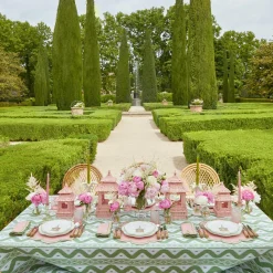 Mini Pink Rattan Pagoda Lanterns (Pair)