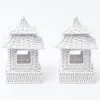 Mini White Rattan Pagoda Lanterns (Pair)