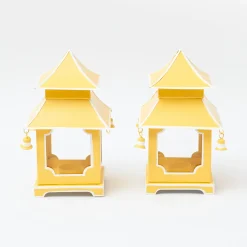 Mini Yellow Pagoda Lantern (Pair)