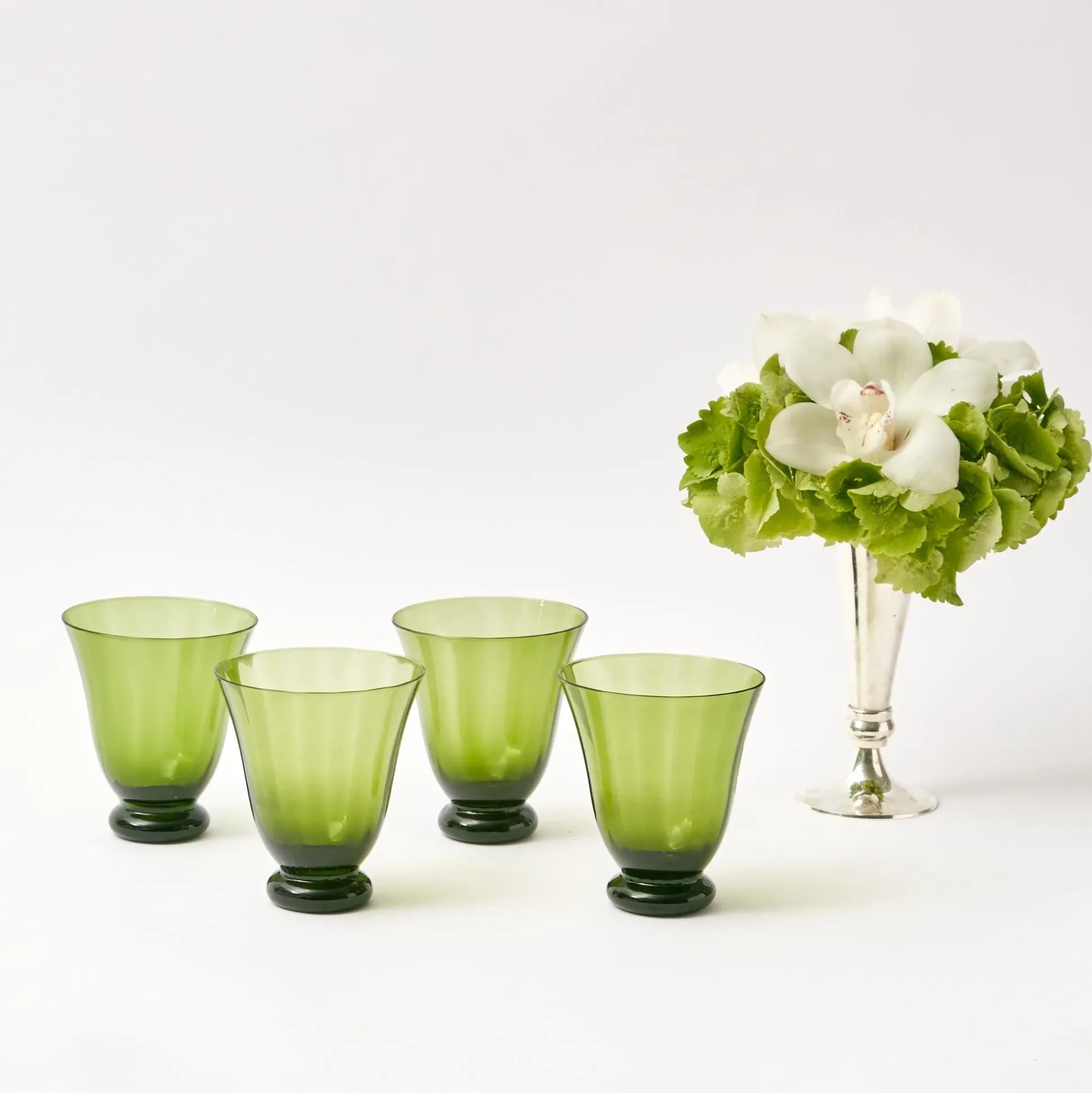 Moss Green Tulip Glasses (Set Of 4)
