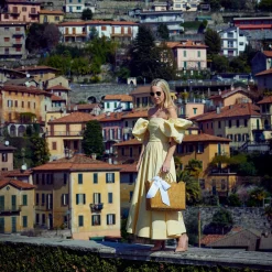 Mrs. Alice Rattan Tote Bag (White Bow)