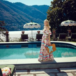 Mrs. Alice Rattan Tote Bag (Blue Bow)