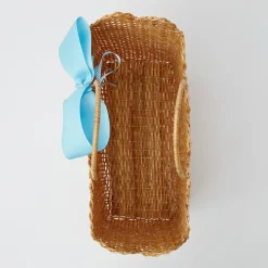 Mrs. Alice Rattan Tote Bag (Blue Bow)