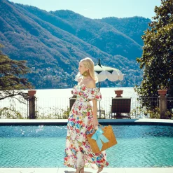 Mrs. Alice Rattan Tote Bag (Blue Bow)