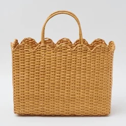 Mrs. Alice Rattan Tote Bag (Blue Bow)