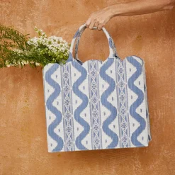 Mrs. Alice Tote Bag (Blue Ikat)