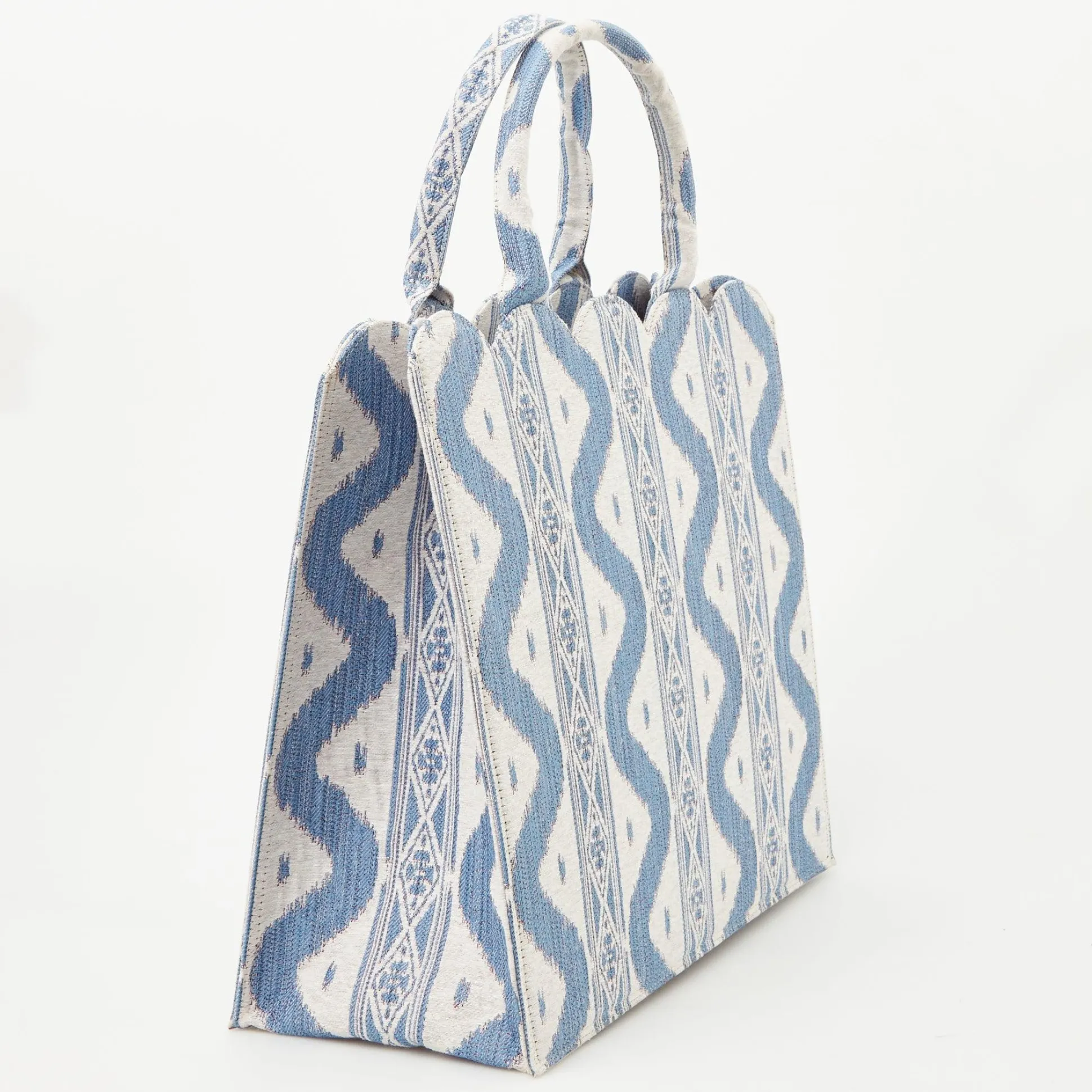 Mrs. Alice Tote Bag (Blue Ikat)