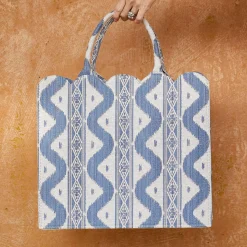 Mrs. Alice Tote Bag (Blue Ikat)