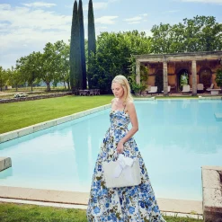 Mrs. Alice White Rattan Tote Bag (White Bow)