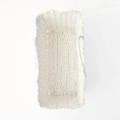 Mrs. Alice White Rattan Tote Bag (White Bow)