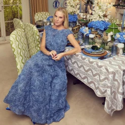 Mushroom Blue Linen Napkins (Set Of 4)