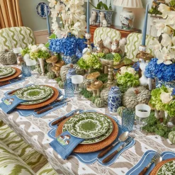 Mushroom Blue Linen Napkins (Set Of 4)