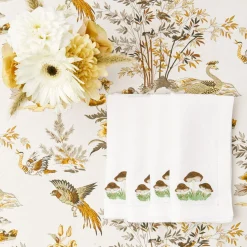 Mushroom White Linen Napkins (Set Of 4)