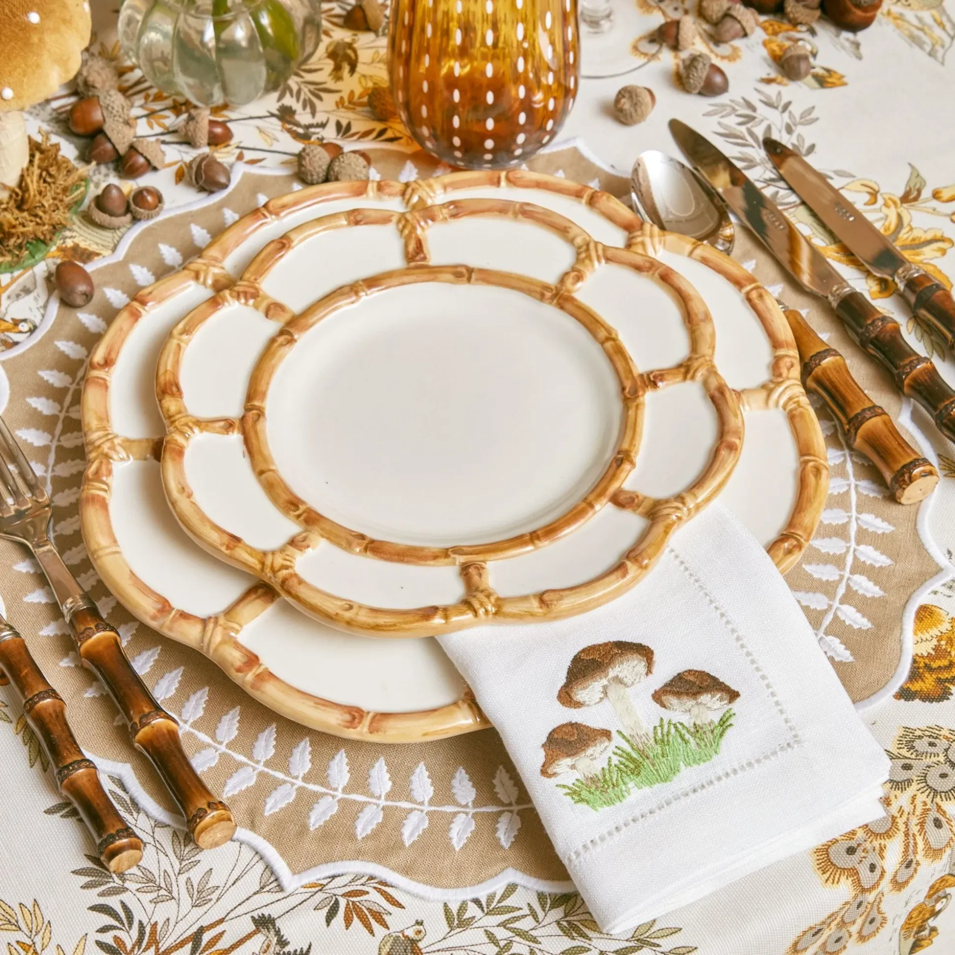 Mushroom White Linen Napkins (Set Of 4)