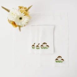 Mushroom White Linen Napkins (Set Of 4)