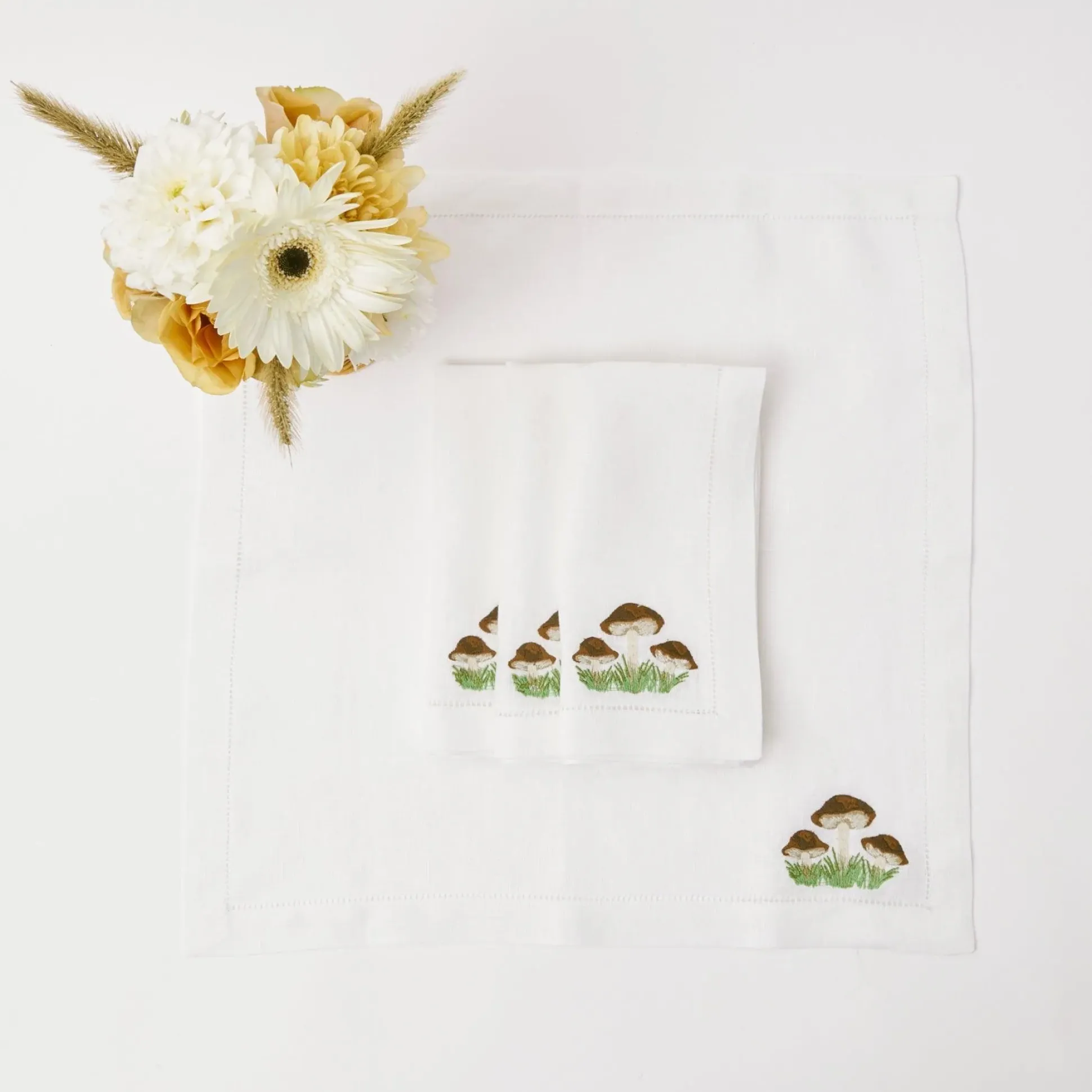 Mushroom White Linen Napkins (Set Of 4)