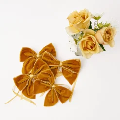 Mustard Velvet Napkin Bows (Set Of 4)