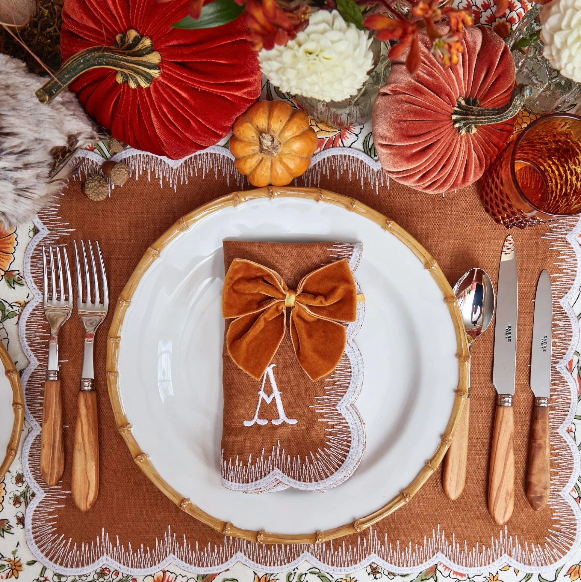 Mustard Velvet Napkin Bows (Set Of 4)