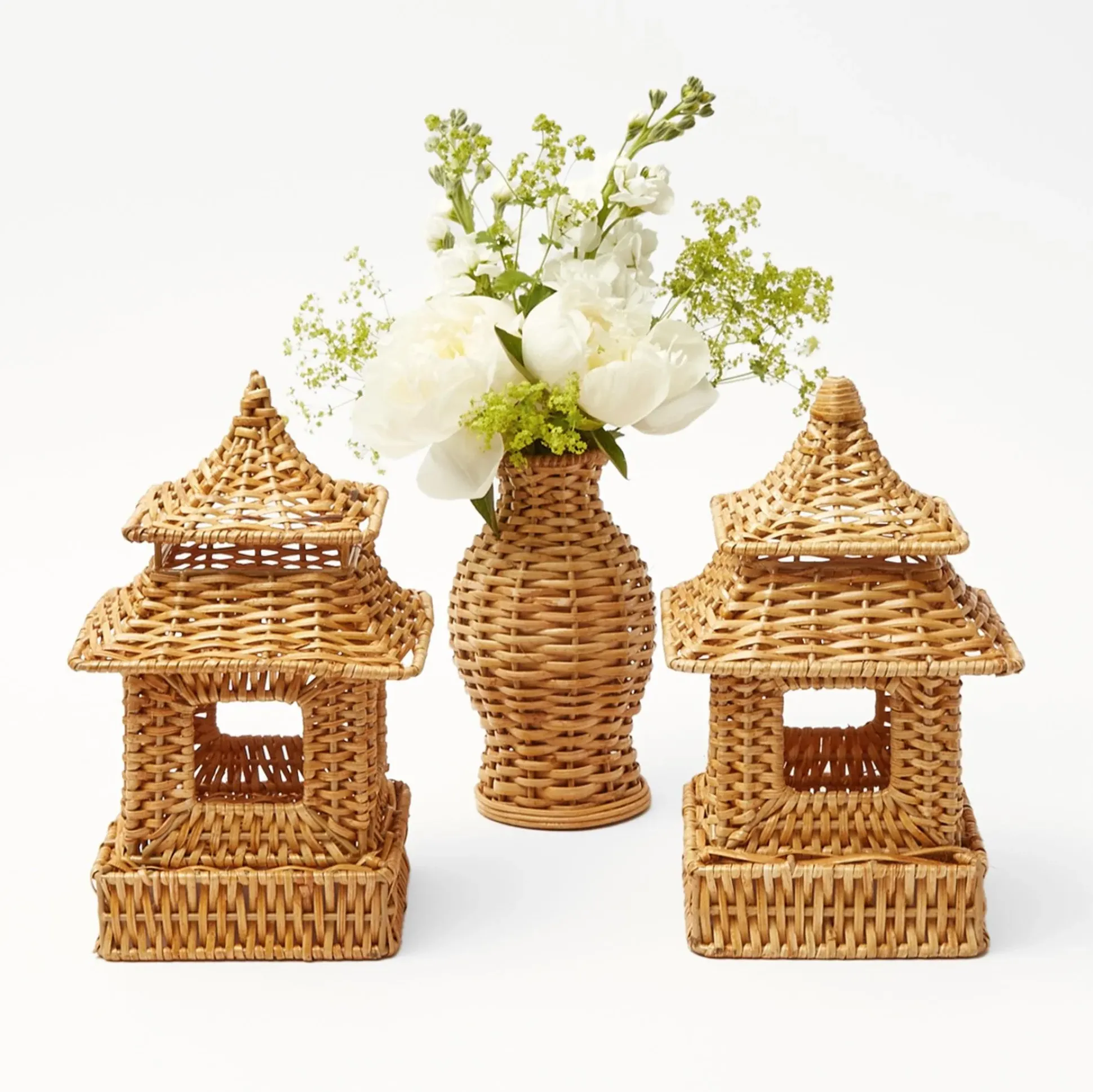 Natural Rattan Pagoda Decoration Set