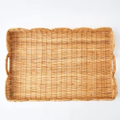 Natural Scalloped Rattan Tray