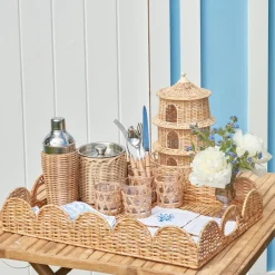Natural Scalloped Rattan Tray