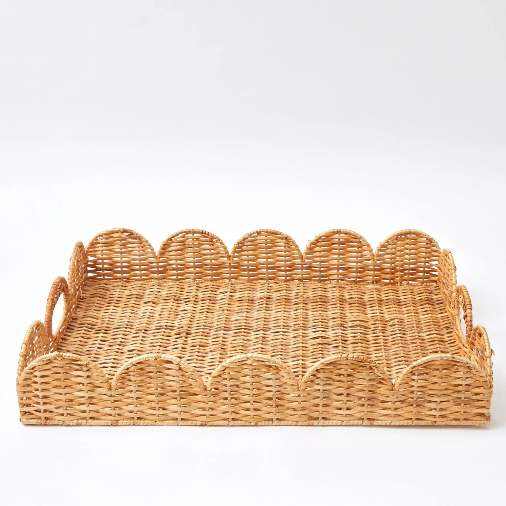 Natural Scalloped Rattan Tray