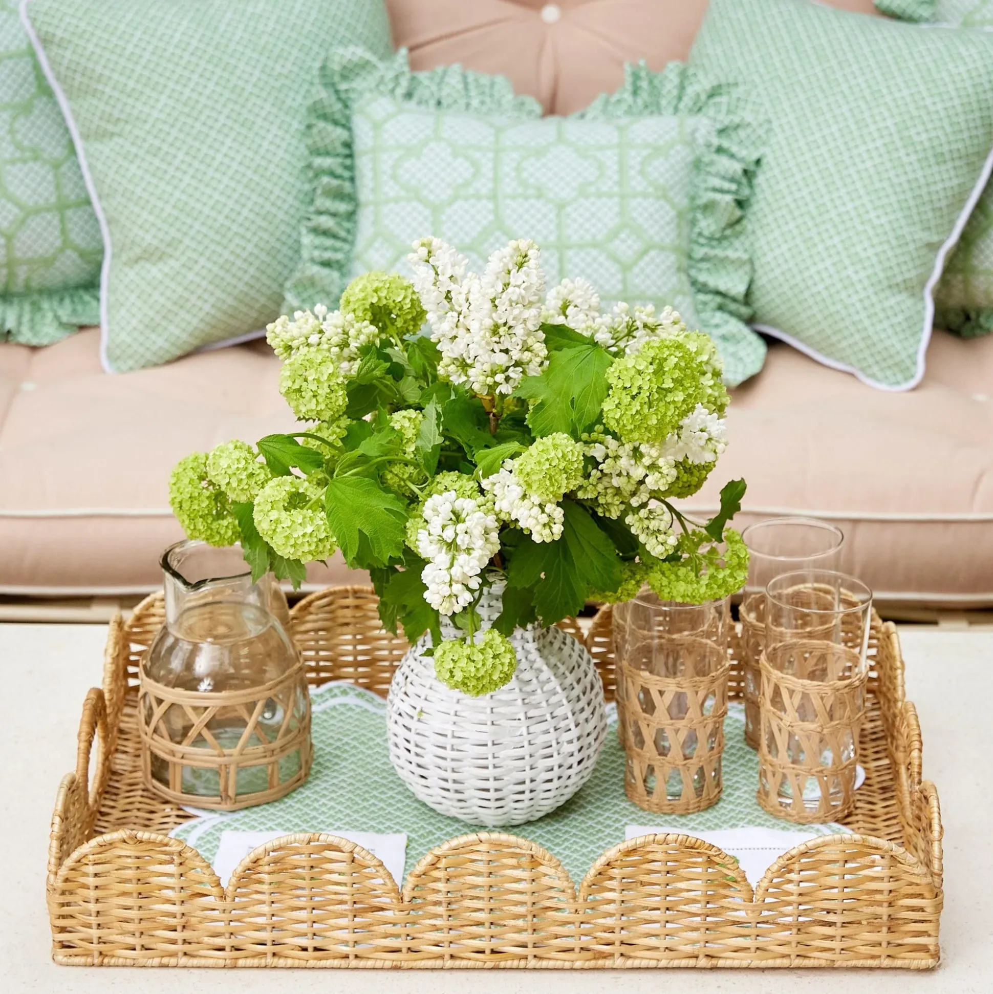 Natural Scalloped Rattan Tray