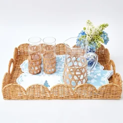 Natural Scalloped Rattan Tray