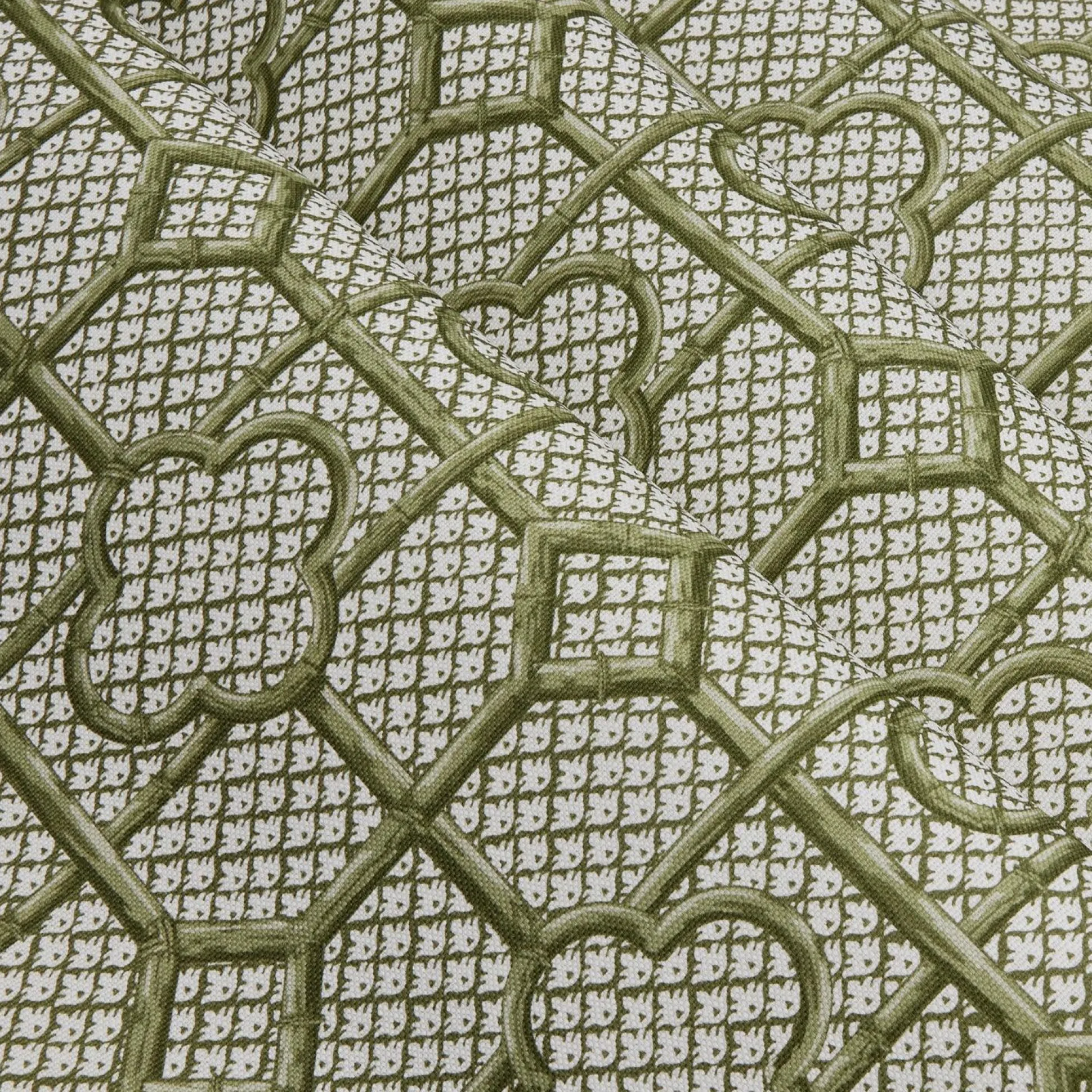 Olive Green Bamboo Trellis Fabric